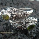 925 Silver Peridot Double Head Snake Ring RI-273-KT