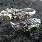 925 Silver Peridot Double Head Snake Ring RI-273-KT