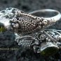 925 Silver Peridot Double Head Snake Ring RI-273-KT