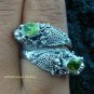 925 Silver Peridot Double Head Snake Ring RI-273-KT