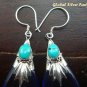 Silver & Synthetic Sapphire Teardrop Earrings SJ-183-KT