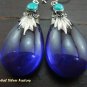 Silver & Synthetic Sapphire Teardrop Earrings SJ-183-KT