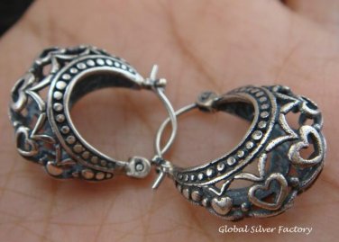 Silver Hoop Earrings SE-132-KT