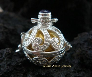 Silver Amethyst Harmony Ball Pendant 18mm HB-274-PS