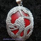 925 Silver Dragon & Red Coral Pendant SP-346-KT
