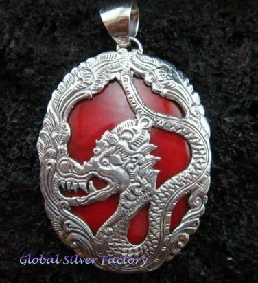925 Silver Dragon & Red Coral Pendant SP-346-KT