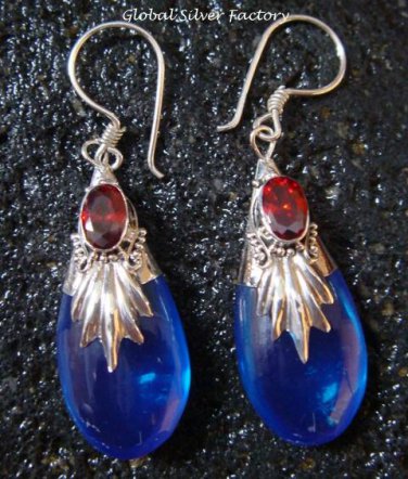 Silver & Synthetic Teardrop Earrings SJ-178-KT