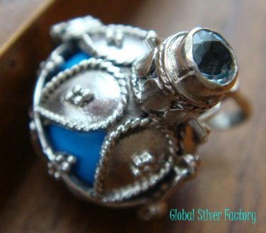 925 Silver & Topaz Blue Harmony Ball Pendant HB-254-KT