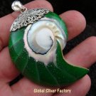 925 Silver Green Nautilus Shell Pendant SP-371-KT