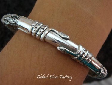 Sterling Silver Snake Design Bangle SBB-296-PS