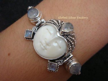 925 Silver & 5 Rainbow Moonstone Goddess Bracelet GDB-689-KT