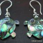 925 Silver Paua Abalone Shell Turtle Earrings ER-164-KA