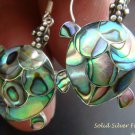 925 Silver Paua Abalone Shell Turtle Earrings ER-164-KA