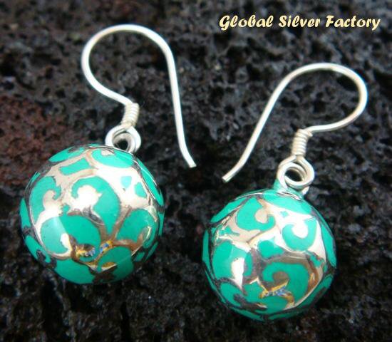 925 Silver & Blue Chime Ball Earrings CBE-132-KA