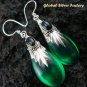 Silver Green Quartz (syn) & Onyx Earrings SJ-189-KA