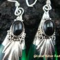 Silver Green Quartz (syn) & Onyx Earrings SJ-189-KA