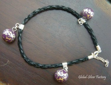 925 Silver Purple Filigree Chime Ball Bracelet CH-279-KT