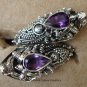 925 Silver Amethyst Double Snake Head Ring RI-156-KT