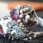 925 Silver Amethyst Double Snake Head Ring RI-156-KT