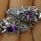 925 Silver Amethyst Double Snake Head Ring RI-156-KT