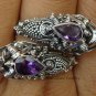925 Silver Amethyst Double Snake Head Ring RI-156-KT