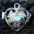 Silver Rainbow Moonstone Heart Harmony Ball Pendant HB-122a-KT