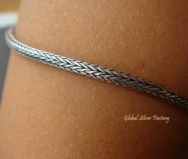 Sterling Silver 2MM Dragon Bone Bracelet SBB-236-KT