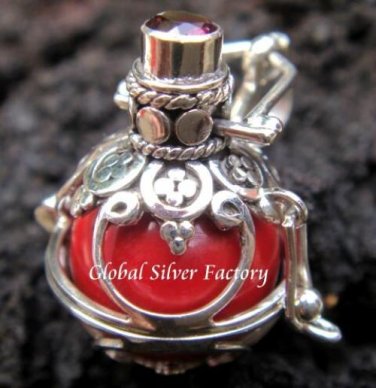 925 Silver Garnet Harmony Chime Ball Pendant HB-128a-KT
