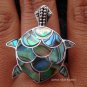 Sterling Silver Paua Abalone Shell Turtle Ring RI-117-NY