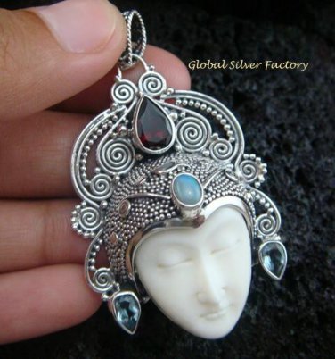 925 Silver Multi Gems Sajen Goddess Pendant GDP-789-PS