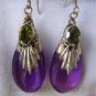 Silver Peridot & Synthetic Teardrop Amethyst Earrings SJ-140-KT