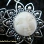 Silver Carved Bone Goddess Earrings GDE-562-NY