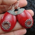 Sterling Silver Red Coral Earrings ER-108-KA