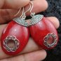 Sterling Silver Red Coral Earrings ER-108-KA