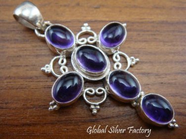 925 Silver Amethyst Cross Pendant SP-292-NY