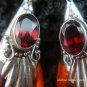 925 Silver Garnet & Synthetic Amber Teardrop Earrings SJ-100-KT