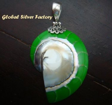 Sterling Silver Green Nautulis Shell Pendant SP-181-KT