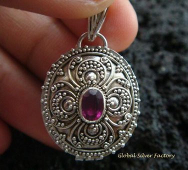 925 Silver & Ruby Oval Locket Pendant LP-174-KT