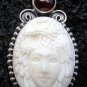 Silver Garnet Cameo Woman Eagle Pendant SP-253-NY