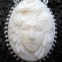 Silver Garnet Cameo Woman Eagle Pendant SP-253-NY