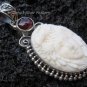 Silver Garnet Cameo Woman Eagle Pendant SP-253-NY