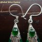Silver & Synthetic Green Quartz Earrings SJ-185-KT