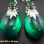 Silver & Synthetic Green Quartz Earrings SJ-185-KT