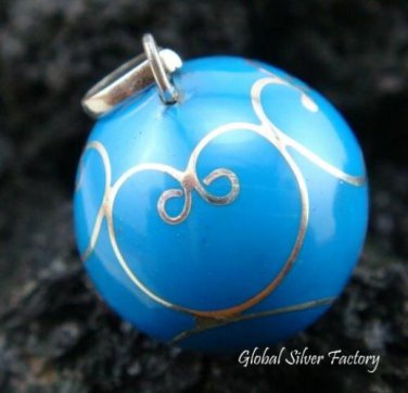 925 Silver Blue Chime Ball Pendant 20mm CH-267-KA