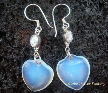 925 Silver CZ & Heart Opalite Earrings SJ-209-GSF