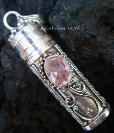 Steling Silver Rose Quartz Perfume Pendant PP-209-KT