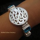 925 Silver Multi Gems & Carved Shell Bracelet SBB-313-KT