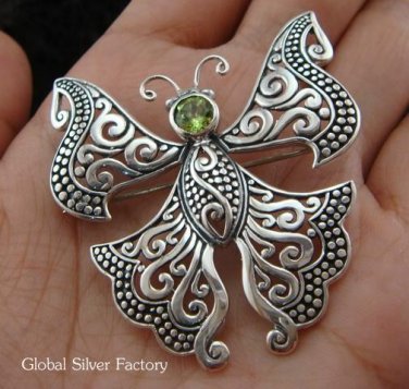 925 Silver Peridot Butterfly Brooch BC-118-KT