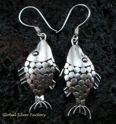 Sterling Silver Fish Earrings SE-102-KA