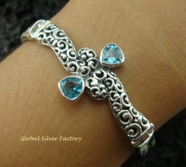 Bali Design 925 Silver & Blue Topaz Bracelet SBB-312-KT
